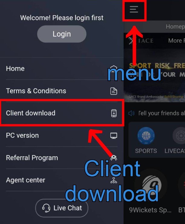 Find the 1Ace client download page